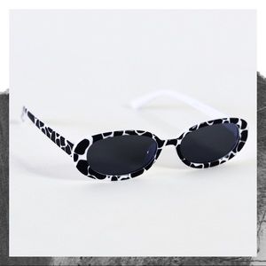 Cow Print Oval Frame Sunglasses - Trendy Unisex